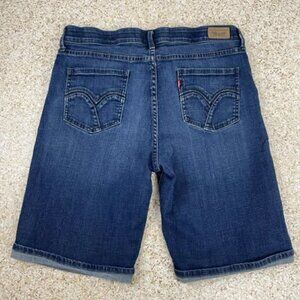 Levi’s 525 Perfect Waist Mid-Rise Denim Bermuda Shorts Dark Wash 12